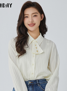 highday轩日2024春秋新款领结衬衫女长袖商场同款衬衣CY02BE46050