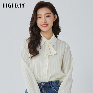 女长袖 highday轩日2026春季 新款 领结衬衫 衬衣CY02BE46050 商场同款