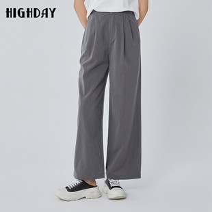 裤 highday轩日2025春秋新款 气质西装 女条纹阔腿长裤 ins 高腰休闲裤
