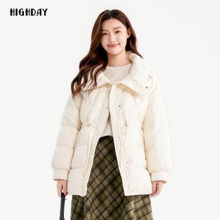 羽绒服新款 修身 翻领白鸭绒保暖外套 商场同款 HIGHDAY轩日2024冬季