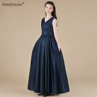 女童轻奢礼服儿童钢琴演出服中大童公主裙赫本风管弦乐独奏长礼服