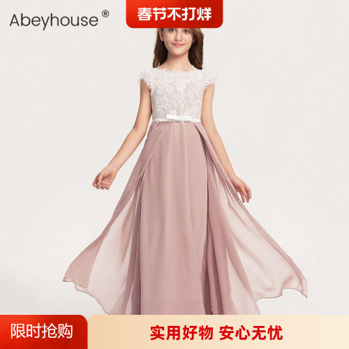 原创女童雪纺钢琴演出服晚礼服