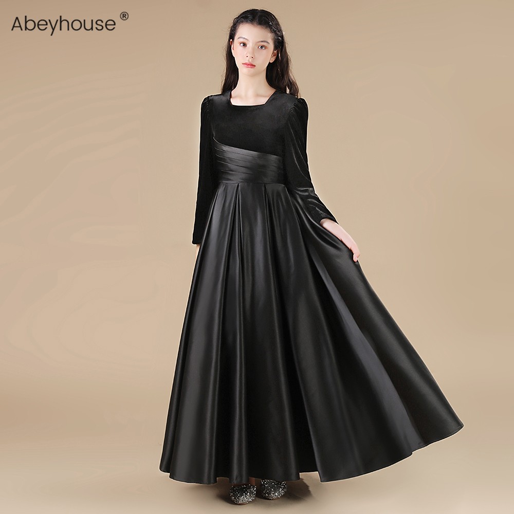 儿童秋冬礼服女童长袖钢琴演出服