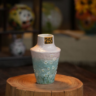 花瓶立体小白花浅粉色 0704 255