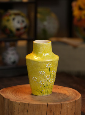 陶瓷油画风手绘艺术高级感插花瓶