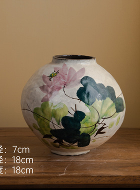 景德镇新中式手绘国风陶瓷花瓶轻