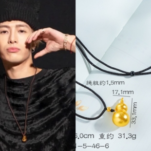 邓为同款中式葫芦毛衣链王嘉尔金葫芦同款编织绳项链长款小众设计
