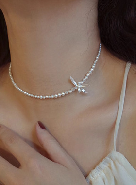 空谷幽兰兰花项链S925纯银施华洛珍珠颈链文艺复古气质锁骨链时髦