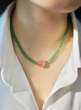 东陵玉串珠盐源玛瑙项链锁骨链