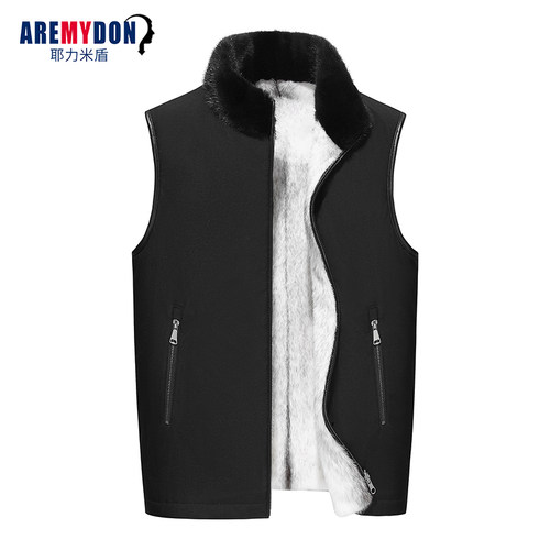 进口十字貂皮草马甲背心