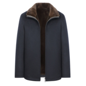 100%羊绒面料进口貂绒内胆男装 派克服可拆卸水貂皮毛一体立领外套
