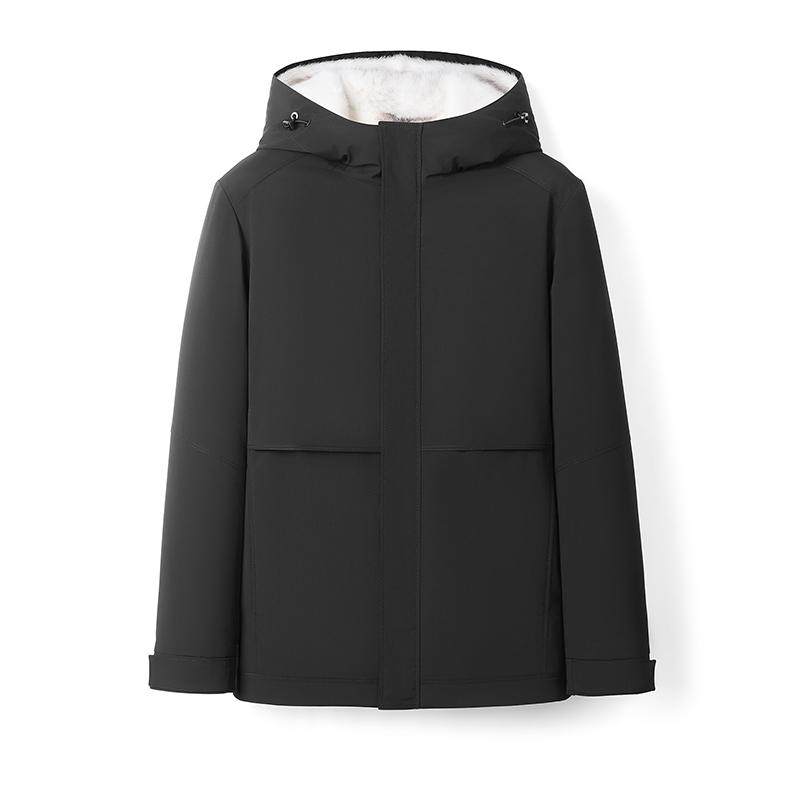 派克服男真皮皮衣短款十字貂连帽貂皮大衣水貂袖子内胆加长加宽