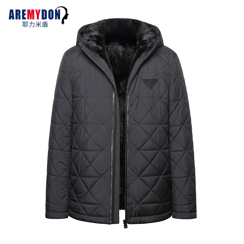 海宁男士貂皮外套派克服