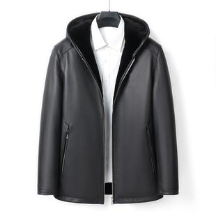 进口鹿皮水貂貂绒皮毛一体中长款皮克服双面穿高档男士水貂外套