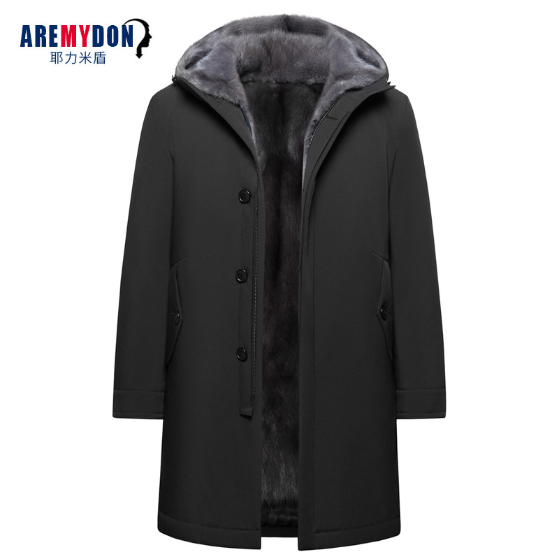 中长款连帽内胆休闲进口貂皮大衣