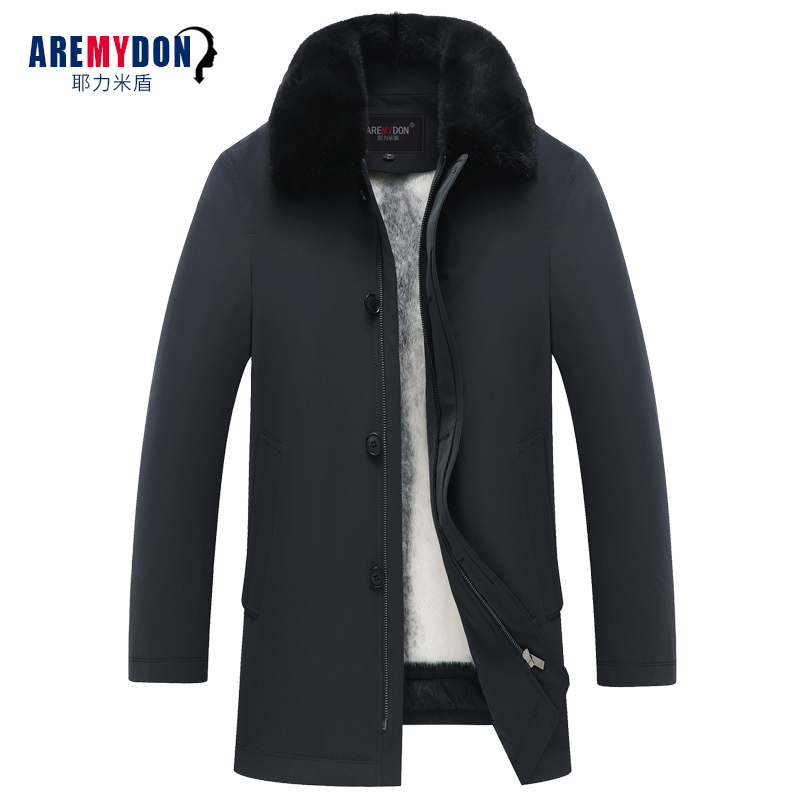 翻领尼克服老年爸爸装保暖十字貂