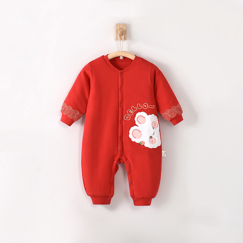 105117新生儿连体衣1-3岁冬季新款初生婴儿宝宝纯棉加厚哈衣爬服