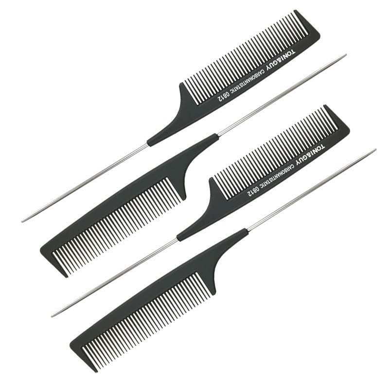 沫沫黎佳自用碳素尖尾梳 尖头黑色塑料分区分路梳子 满9.9包邮！