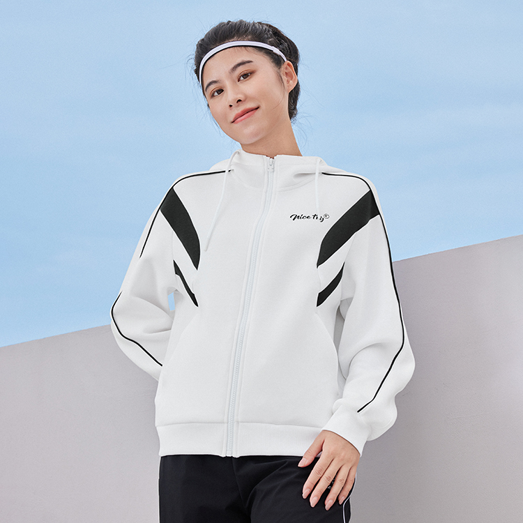 乔丹针织上衣女2025秋季透气休闲连帽综训运动外套女EWD32244356