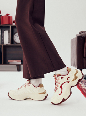 乔丹星光休闲鞋女2025冬季革面防滑厚底运动老爹鞋QDL042261432G