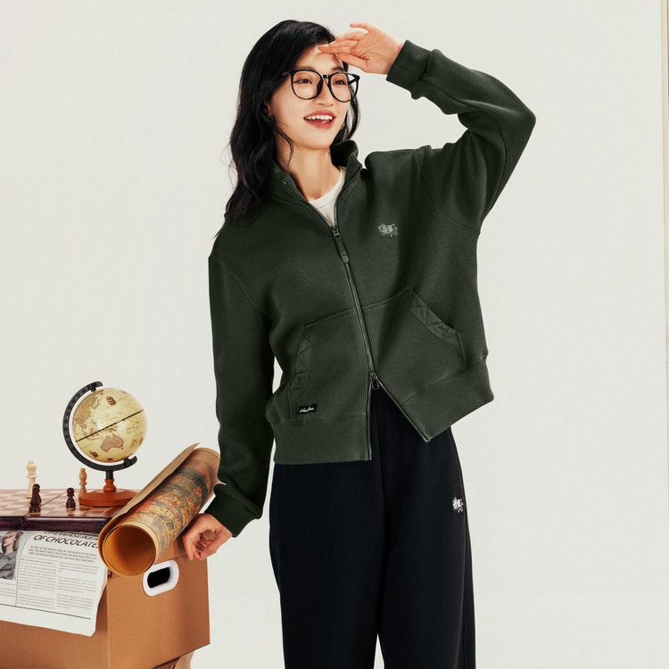 乔丹质燥针织开衫女2026春季新款休闲立领运动外套女QDLWD2261234