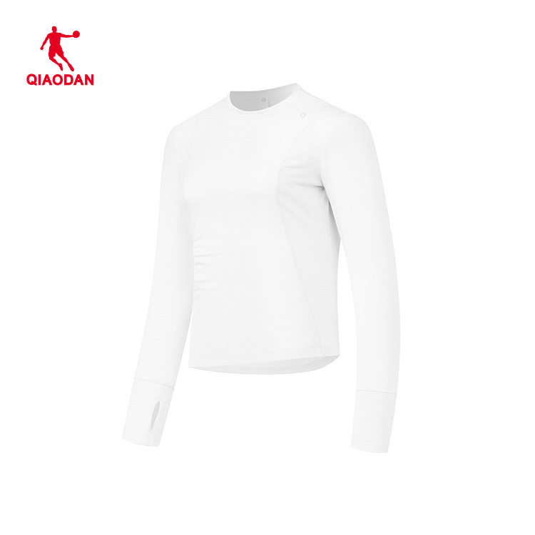 乔丹针织长袖T恤衫女2025透气吸汗跑步修身运动上衣QDETL2244003