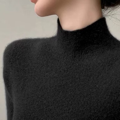 法式高级感秋冬半高领针织衫