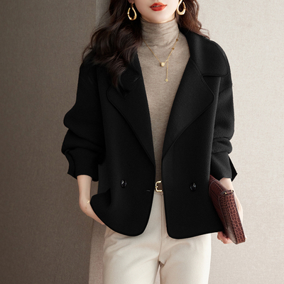 外搭开衫宽松双面羊绒大衣高级感