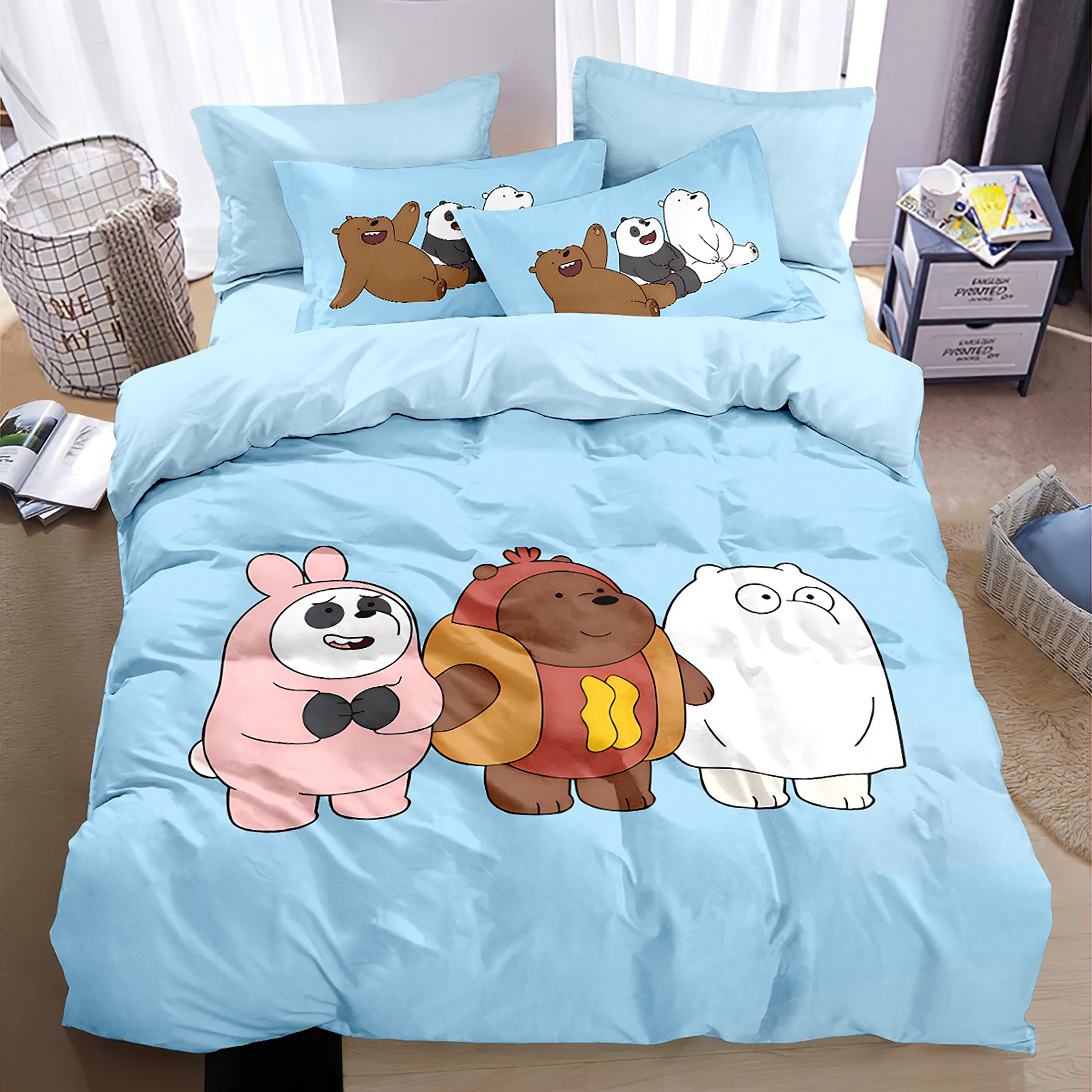 咱们裸熊被套纯棉四件套全棉儿童学生宿舍床上用品三件套床单床笠,床上用品,床品套件/四件套/多件套,淘宝优惠券,粉丝福利购,淘宝优惠卷