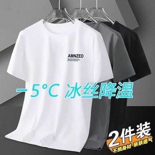 清仓捡漏~商场倒闭冰丝短袖t恤男士夏季薄款透气网眼速干上衣服潮