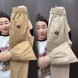 纯棉束脚休闲长裤 潮流潮牌宽松弹力运动裤 子男士 2025新款 薄款 夏季