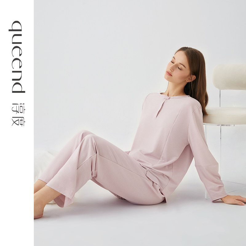 淳度2025新款睡衣女秋冬长袖简约大码家居服套装薄可外穿图片