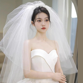 新款 蓬蓬头纱求婚领证婚纱影楼摄影旅拍头品超仙森系样片多层头纱