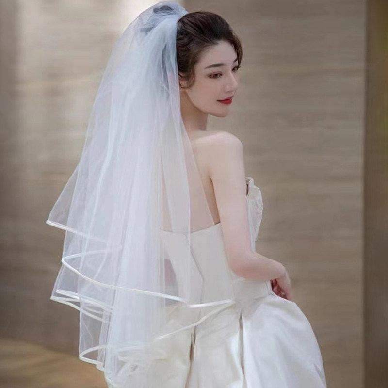 澜蒂纱主婚纱头纱包边头纱