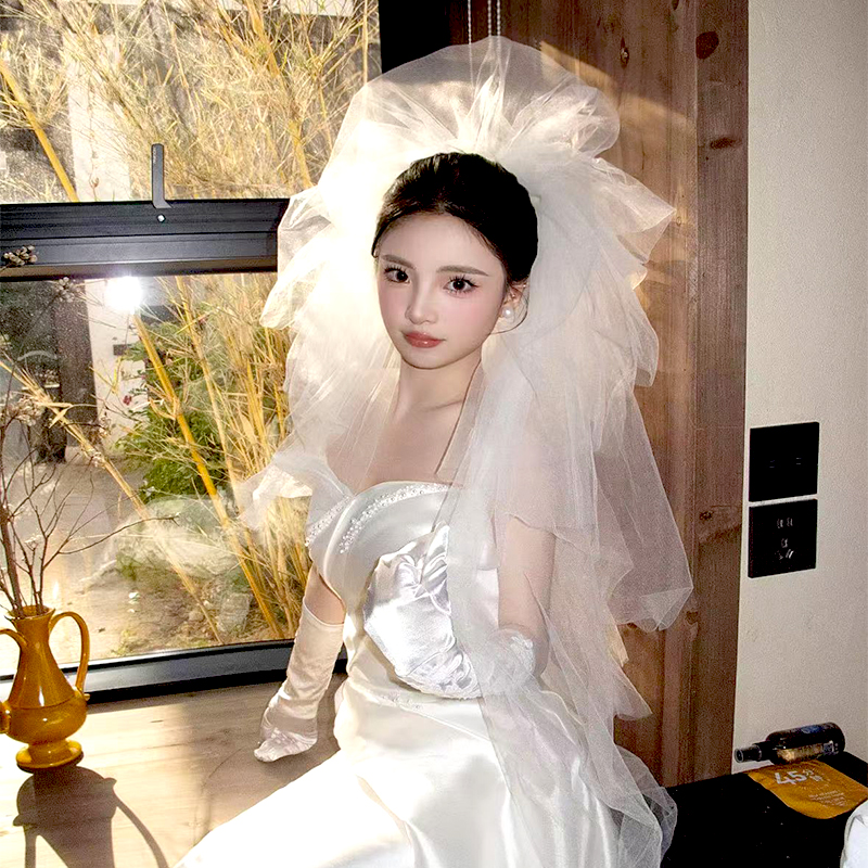 澜蒂纱云朵头纱新娘结婚