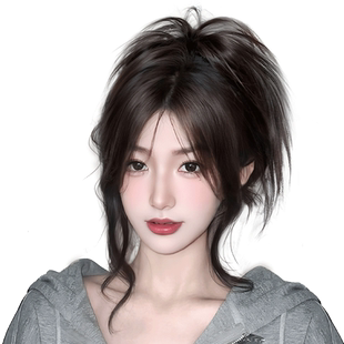 鸡窝头抓夹假发仿真慵懒风鸡窝马尾高颅顶辣妹丸子头蓬松假发发圈