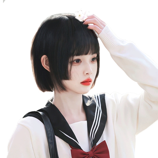 公主切假发女短发自然时尚可爱波波头圆脸减龄仿真发中长发全头套