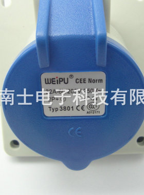 WEIPU 威浦 TYP3801 3芯 2P+E 航空 工业插座 32A 暗装斜式 IP44