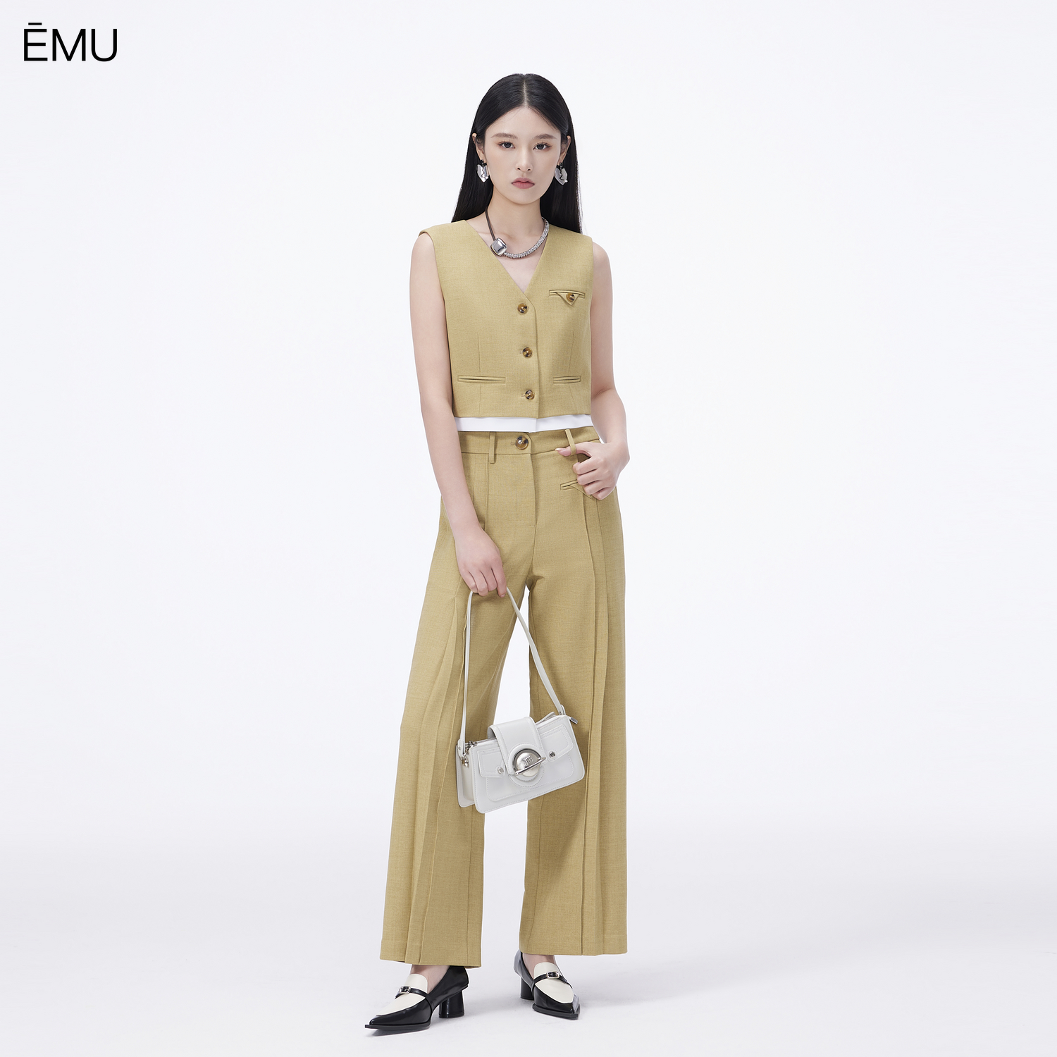 依妙EMU老钱风马甲套装阔腿裤套装2025夏新款气质松弛感两件套