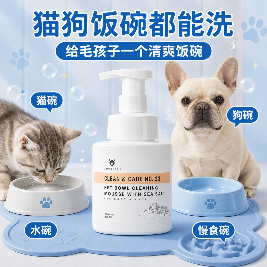 法斗阿默海盐宠物洗碗慕斯洗碗液餐具洗涤剂清洁剂用品专用狗食盆