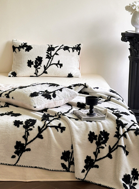 法式复古毛毯 大提花复合绒毯午睡办公室秋冬季加厚沙发毯盖毯