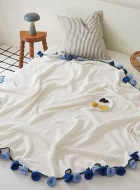 铃兰花成品花束毯 圆形盖毯午休毯披肩毯装饰毯 茶馆美容院装饰毯