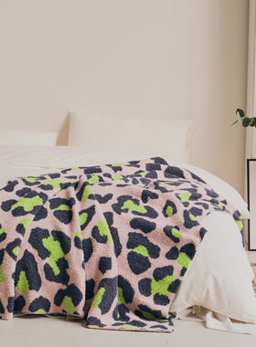 彩色豹纹轻奢盖毯 北欧高级沙发毯针织毛毯 空调毯办公室午睡毯子