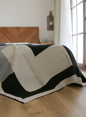 黑白几何盖毯 办公室空调毯ins风 午睡毯家居毛毯现代简约针织毯