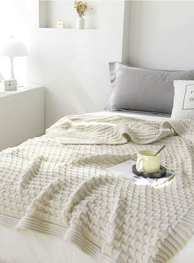 日式简约米格盖毯 纯色针织毛毯午睡毯客厅沙发毯卧室床毯毛巾毯