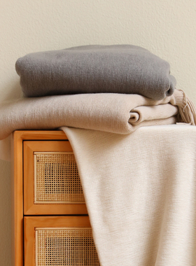 侘寂风床尾巾 民宿酒店样板间沙发巾 北欧纯色沙发毯美式针织盖毯