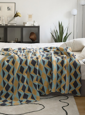 北欧几何盖毯 居家保暖毯毛巾毯露营小毯子 车用毯午休毯盖腿毯