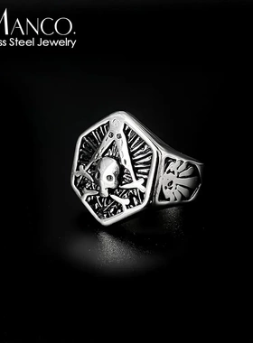 eManco复古欧美男骷髅头不锈钢