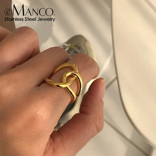 外贸双C时尚 eManco 打结戒指潮流女士开口可调节指环饰品