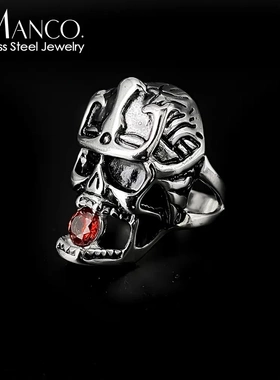 eManco欧美复古皇冠骷髅头镶钻